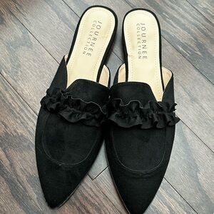 Journee Collection Black Ruffle Mules